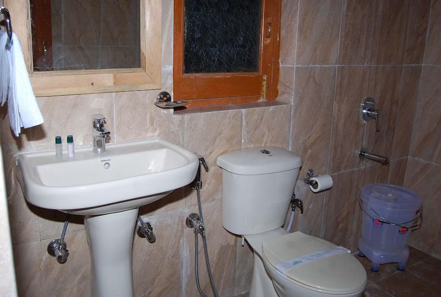 Bathroom with commode at chevron mountain villa in kausani hotel_Image